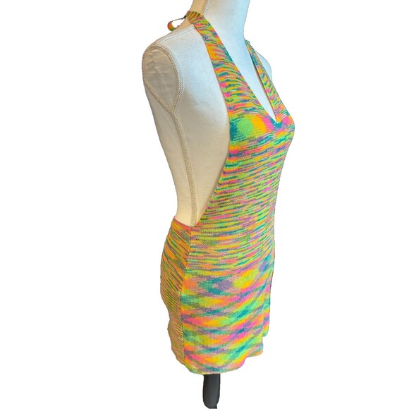 Multicolor backless knitted mini dress, sexy!! great pre-loved condition! size S - Picture 10 of 16
